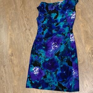 Lauren Ralph Lauren Vibrant Blue and Purple One Shoulder Dress